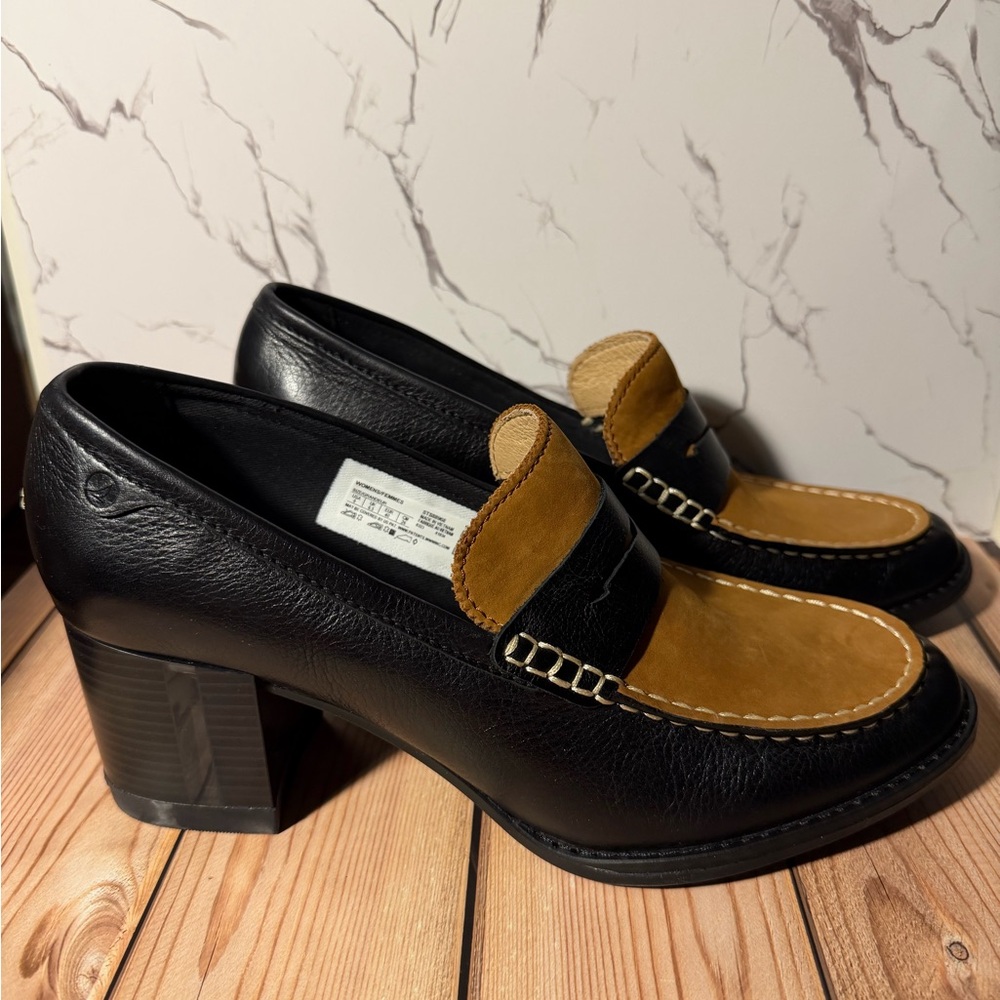 Sperry Women's Top Sider 9 Seaport Penny Heel Loafers Black Slip-On